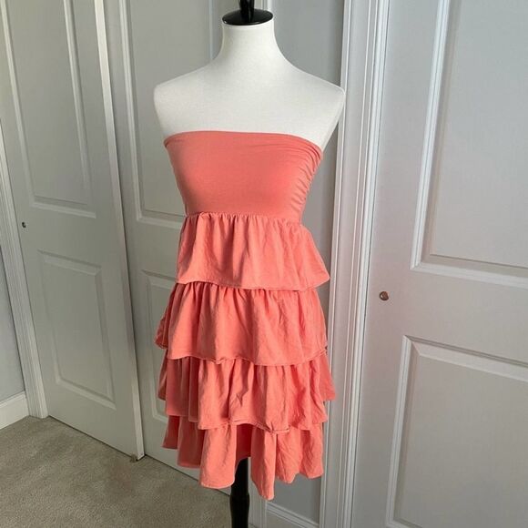 J. Crew Pink Layered Ruffle Cover Up Dress M - Picture 1 of 3